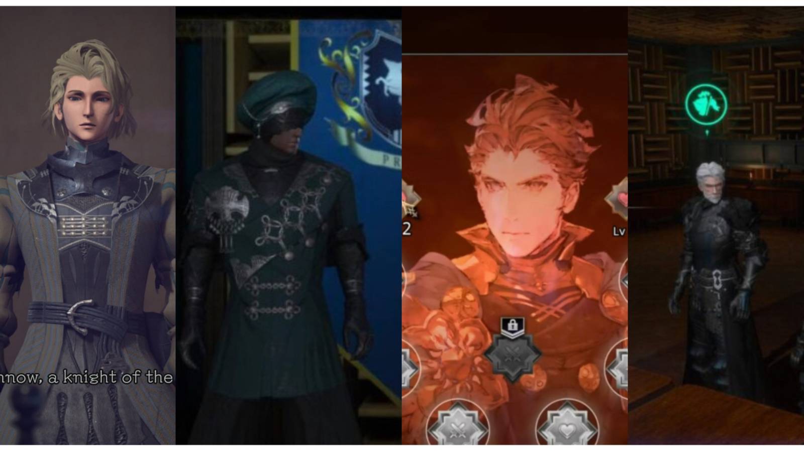 split image of Castevere, Chappleman, Fredret, and Zoruaq in The DioField Chronicle