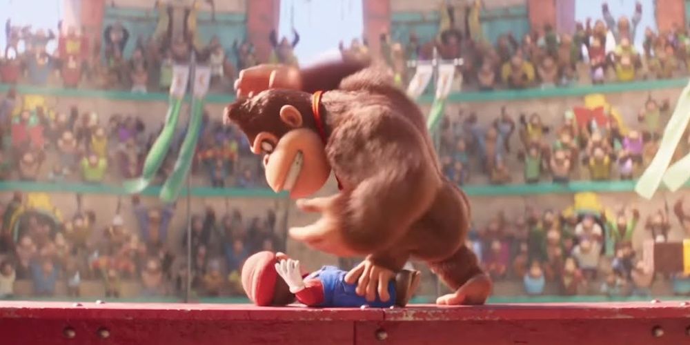 donkey kong vs mario in super mario bros movie