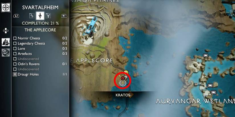 draugr hole location in the applecore in god of war ragnarok