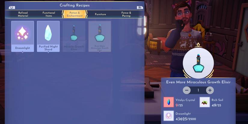 dreamlight valley using miracle growth elixir