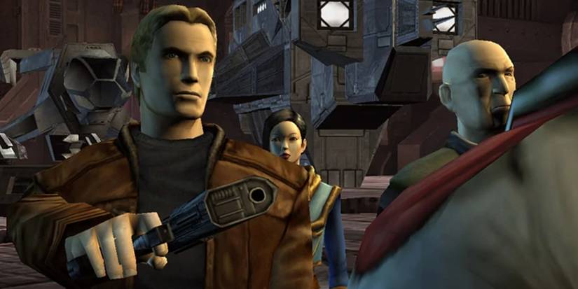 Edison Trent points a gun in Freelancer