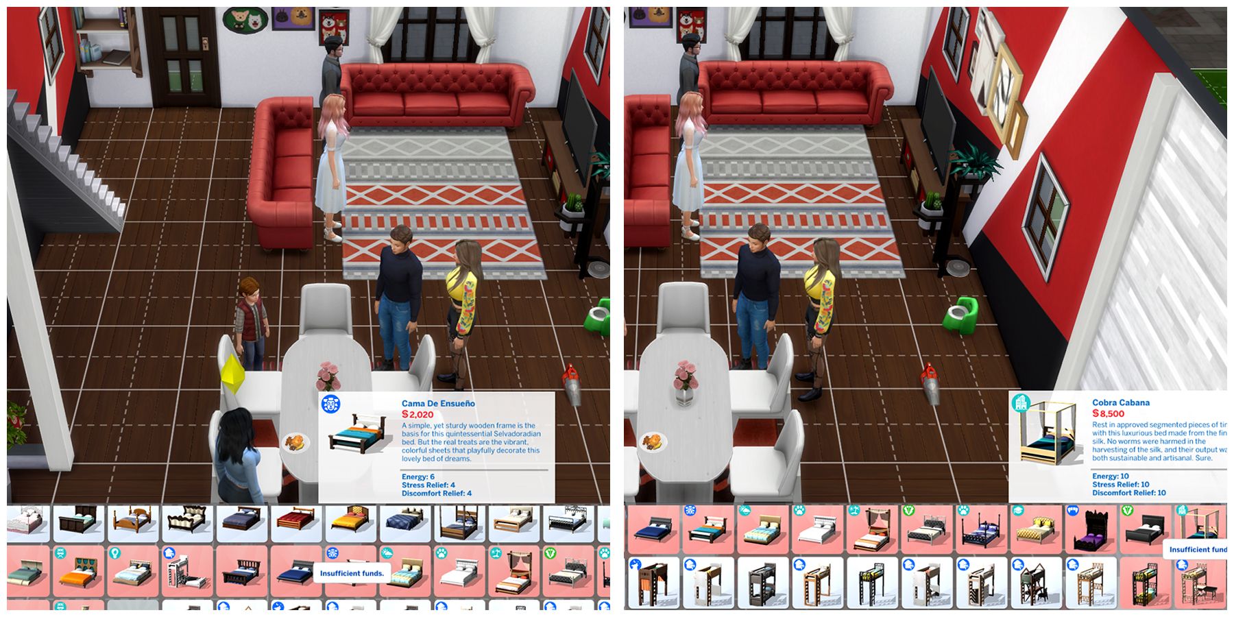 expensive and medium quality beds in the sims 4