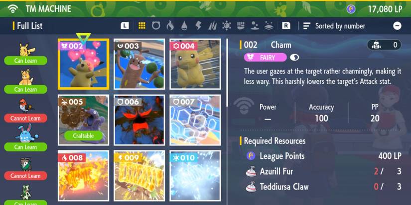 Browsing the TM machine in Pokemon Scarlet & Violet