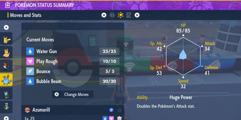 Looking at a Pokemon's Status Summary, Pokemon Scarlet & Violet