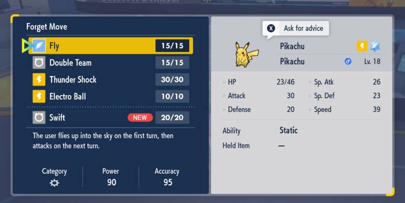 Picking moves to forget in Pokemon Scarlet & Violet