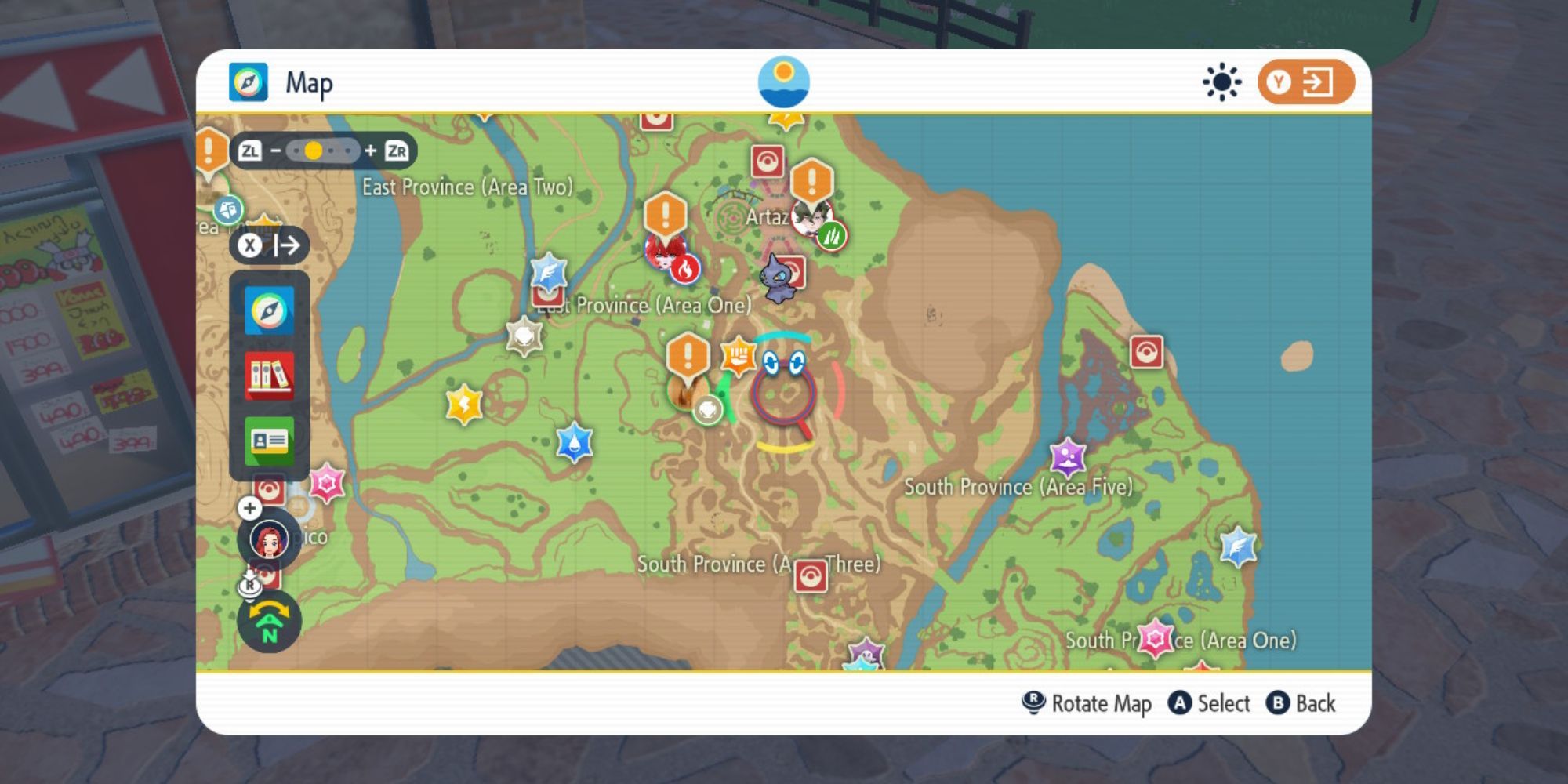 The map in Pokemon Scarlet & Violet showing the East Province area