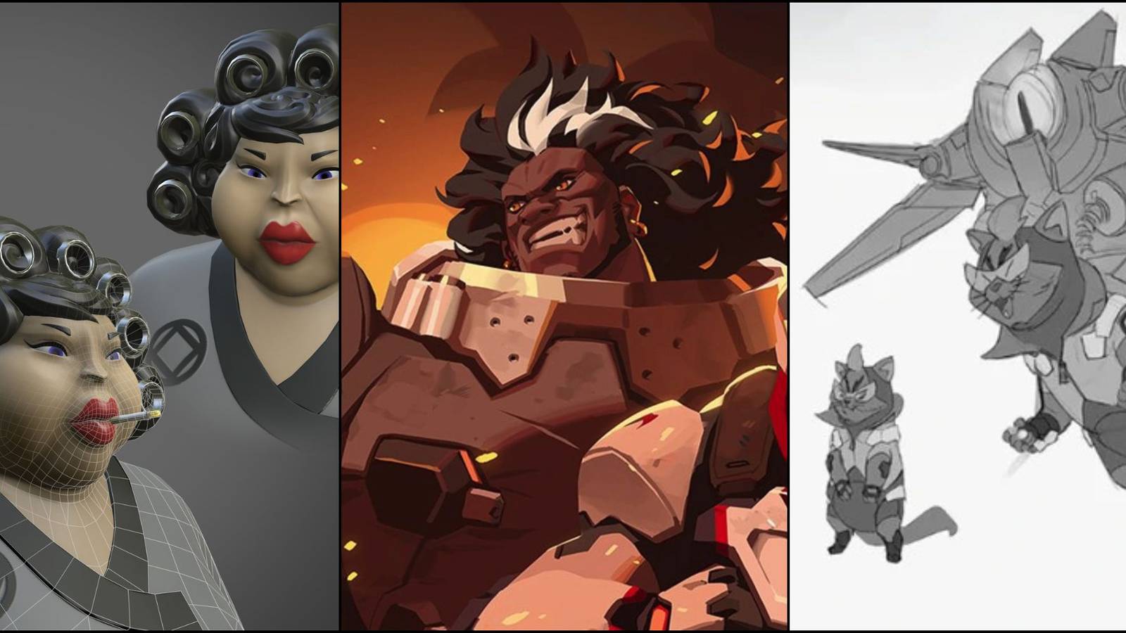 Mama Hong, Mauga, Jetpack Cat in a collage.