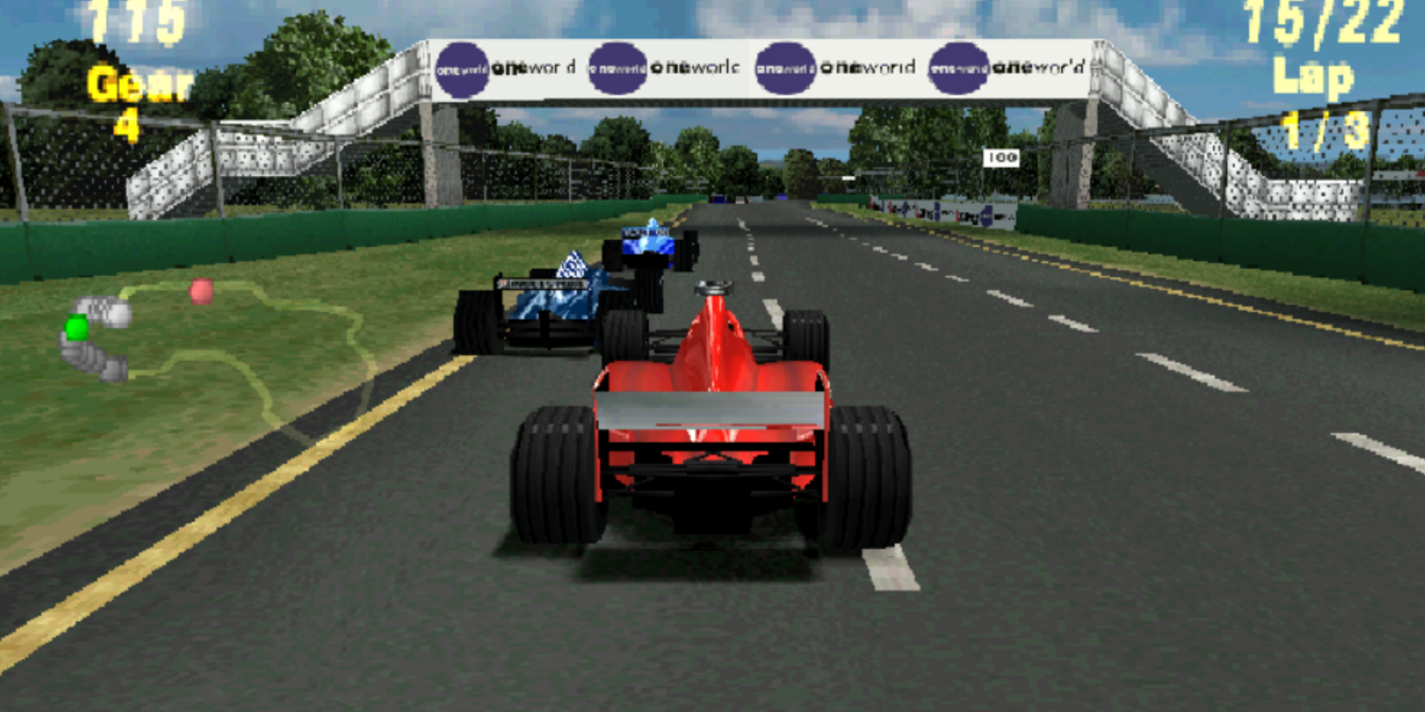 formula 1 ps1 race showing a red car on a tarmac track