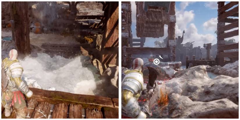 freezing the water to open the second gate in god of war ragnarok