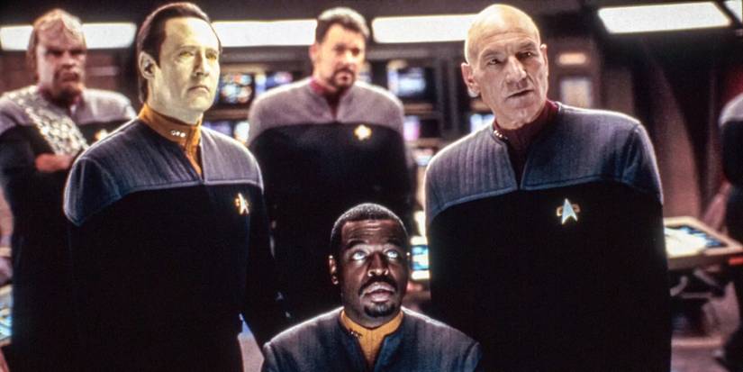 Geordie LaForge Data Capt Piccard Worf Riker