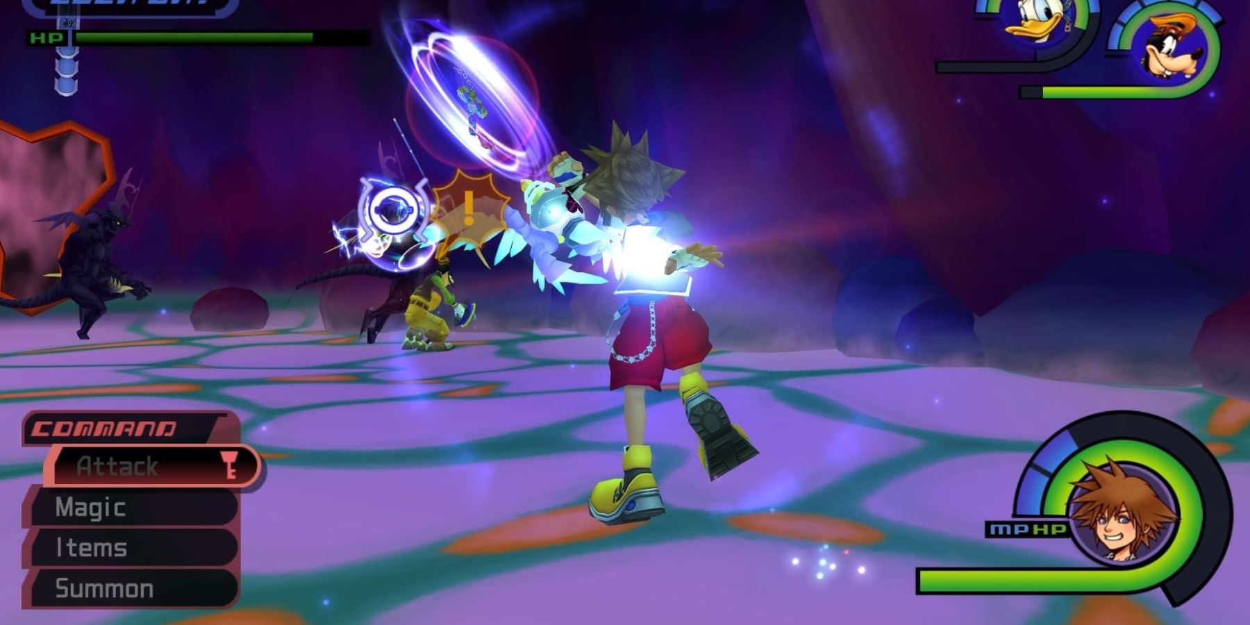 Sora using Strike Raid in Kingdom Hearts