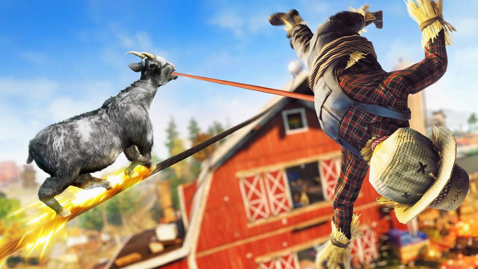 goat simulator 3 grinding on power line with scarecrow
