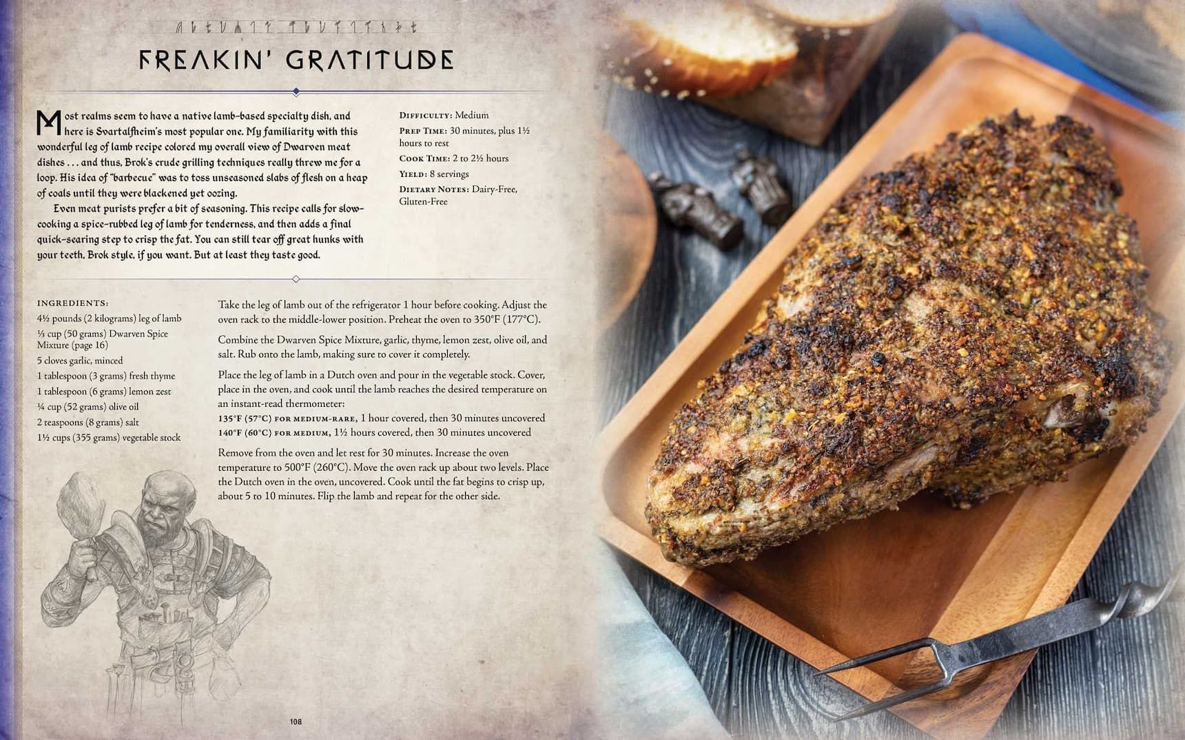 one of the recipes included in the god of war cookbook