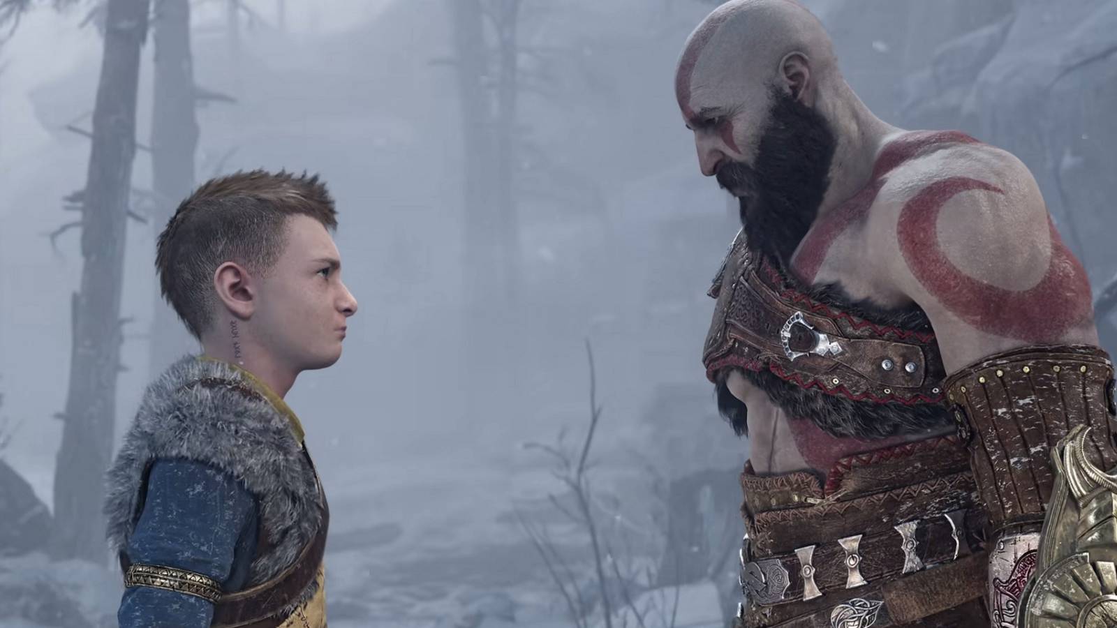 god of war ragnarok atreus and kratos looking at each other