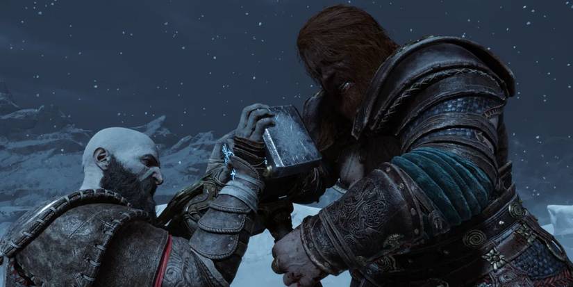 kratos vs. thor hammer fight