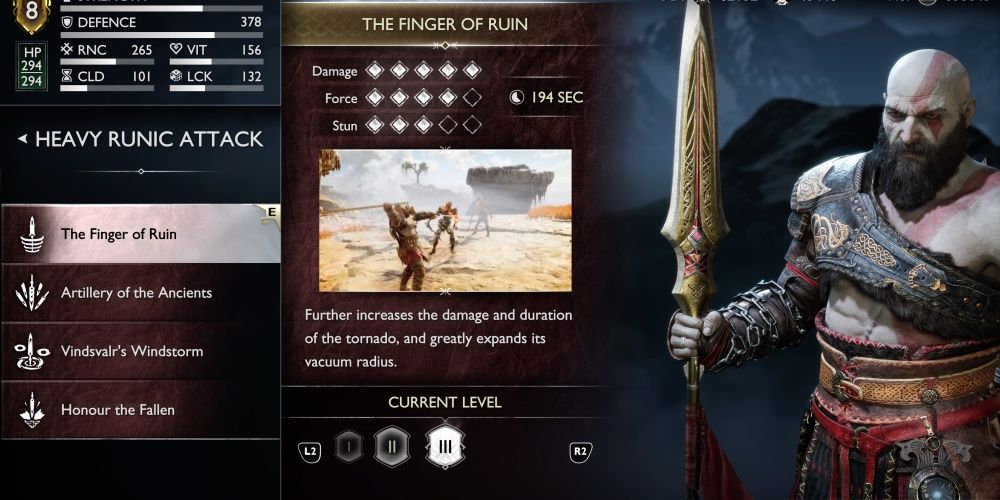 god of war ragnarok draupnir spear runic attack the finger of ruin