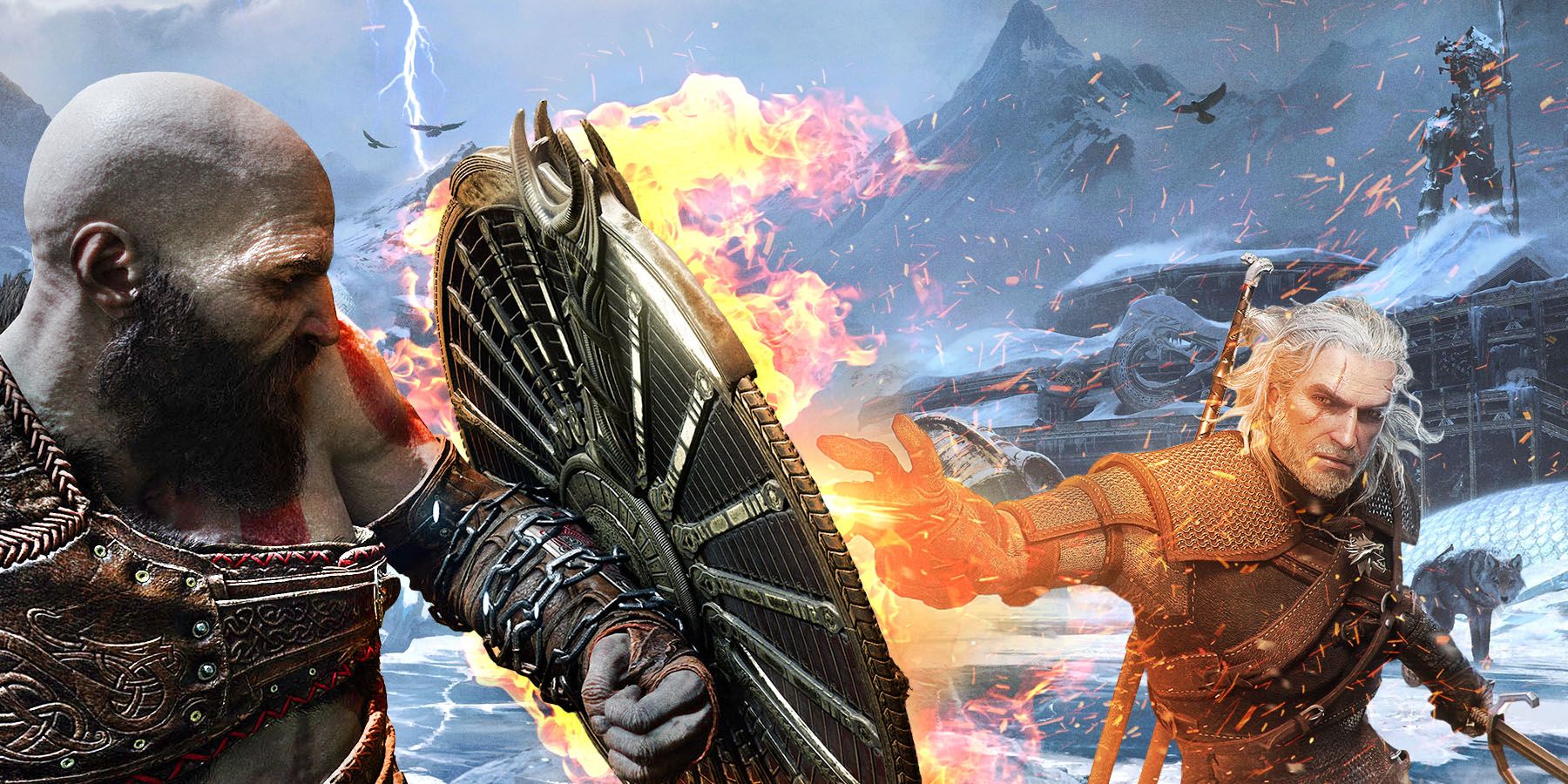 God of War Ragnarok Kratos Geralt Witcher 3