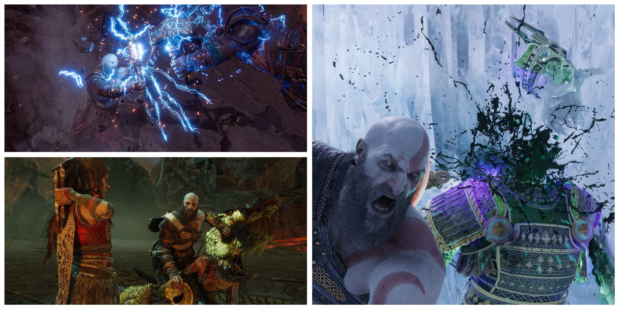 kratos vs thor, kratos vs gna the valkyrie queen, kratos vs king hrolf 