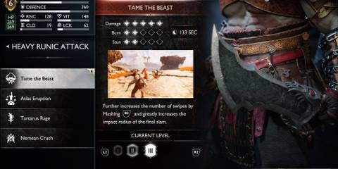 god of war ragnarok heavy runic attack tame the beast