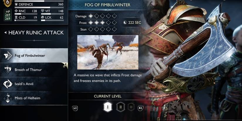 god of war ragnarok heavy runic attack fog of fimbulwinter