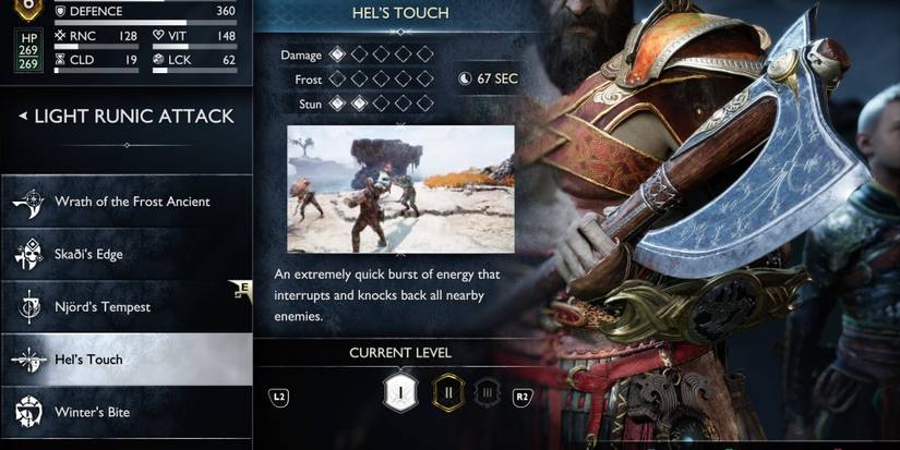 god of war ragnarok light runic attack hel's touch