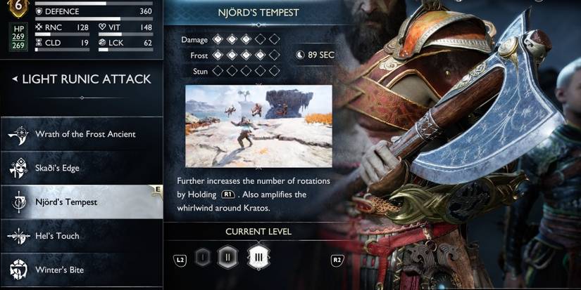 god of war ragnarok light runic attack njord's tempest