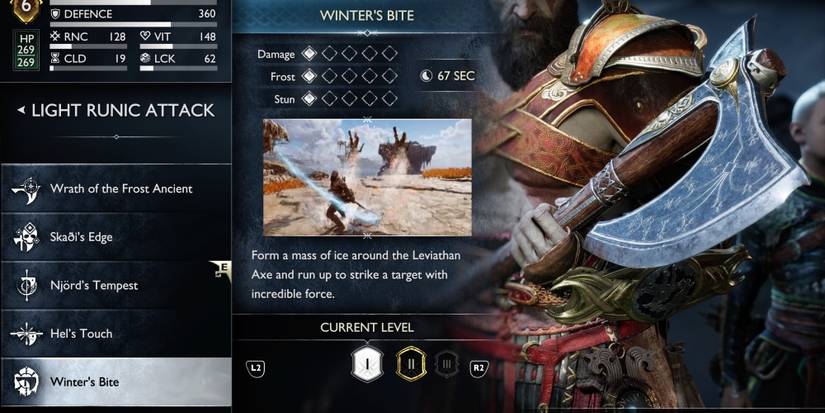 god of war ragnarok light runic attack winter's bite