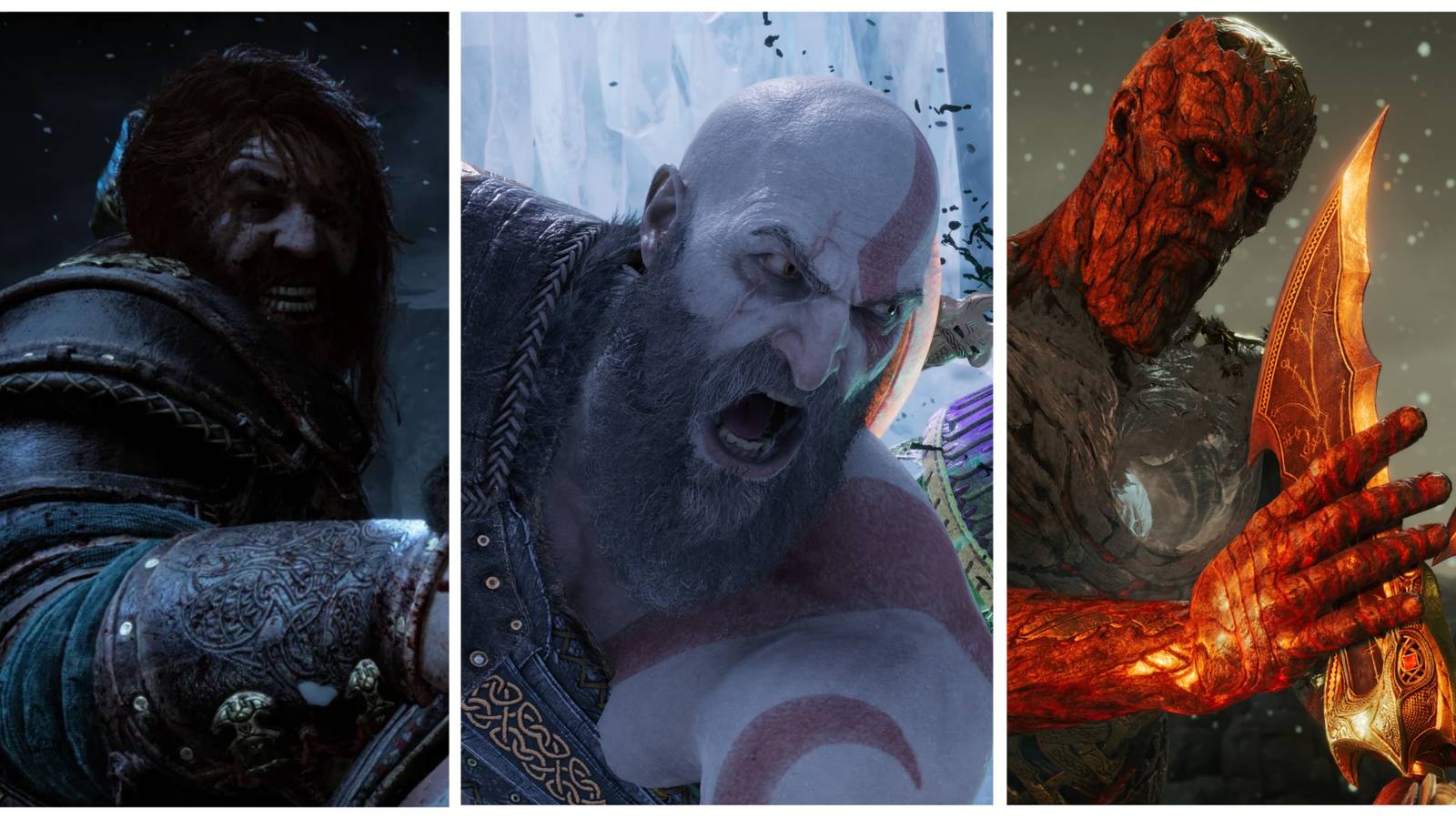 thor vs kratos, kratos shouting, surtr and the blades of chaos
