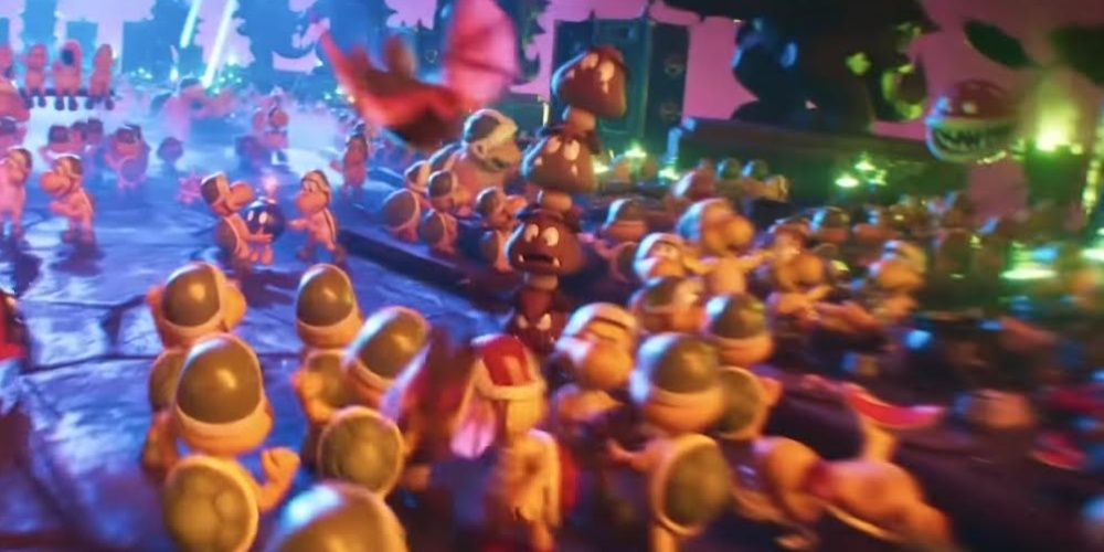 goombas stacked as a tower in super mario bros movie