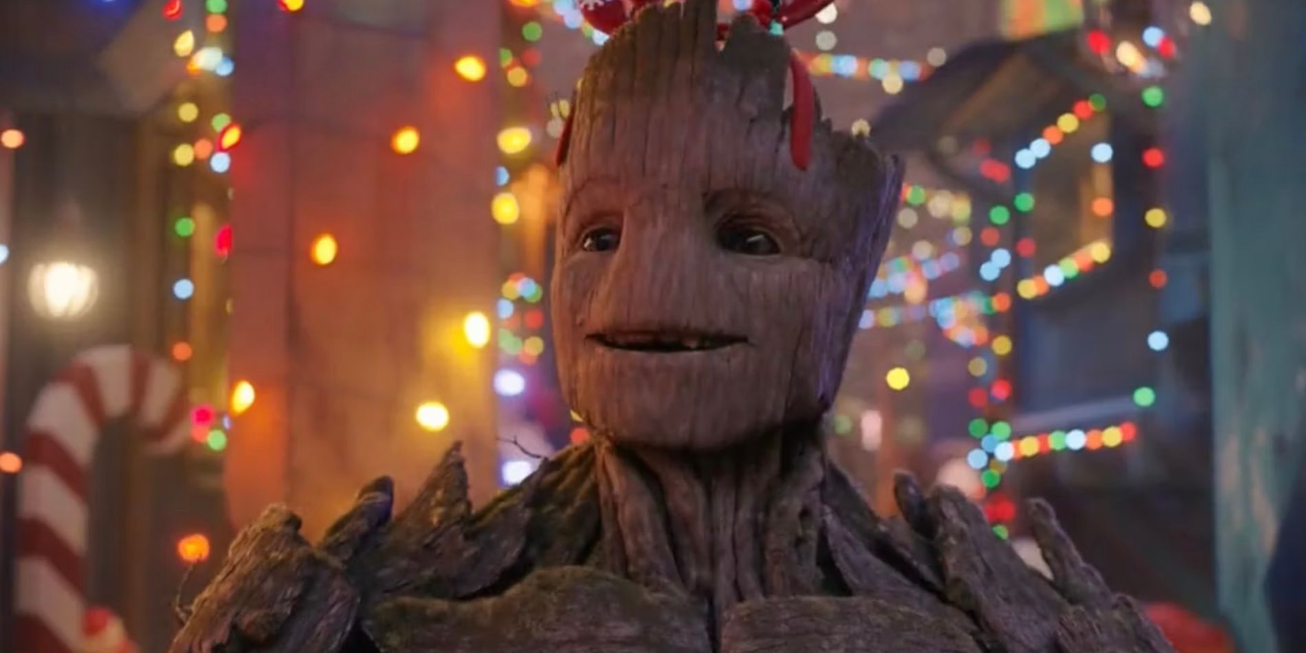 Groot smiling in Guardians of the Galaxy Holiday special