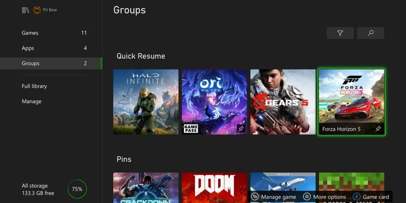 xbox quick resume menu