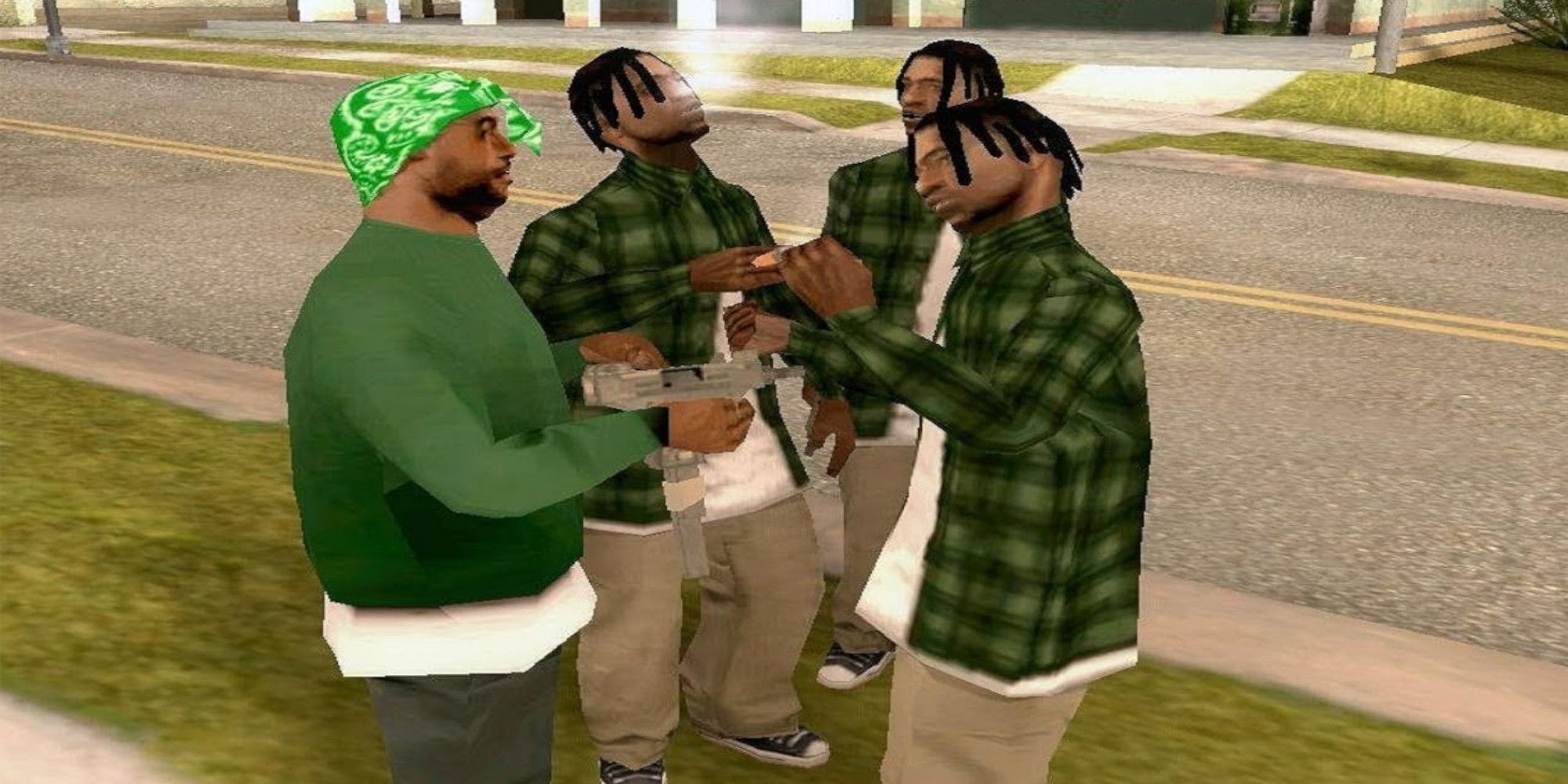 A friendly gang congregates in San Andreas