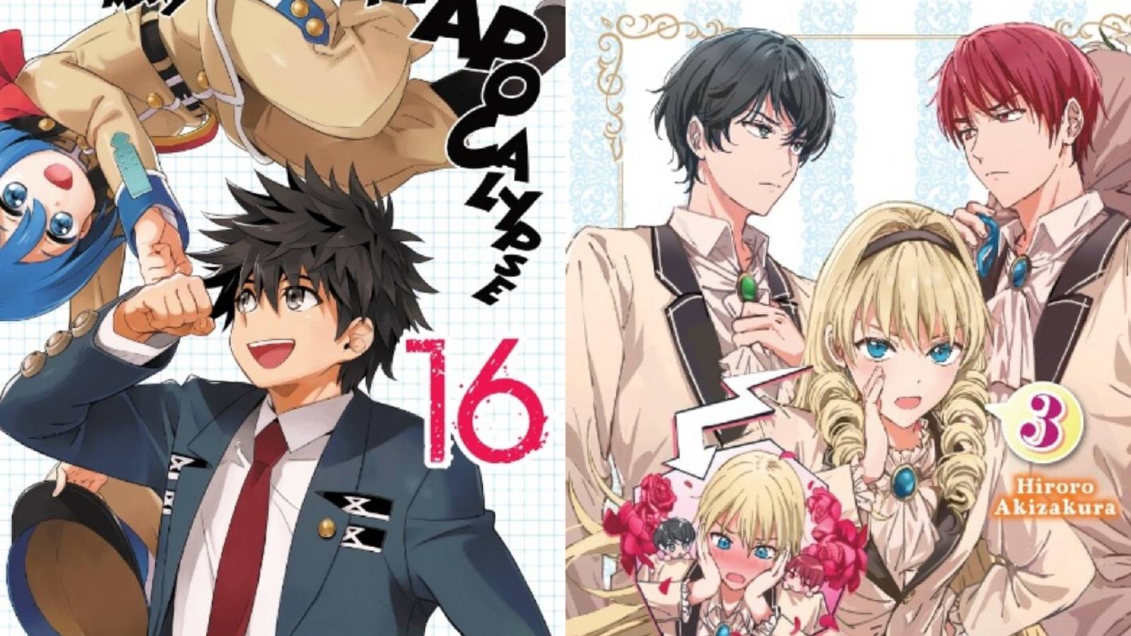 Split image of Rekka Namidare from I Saved Too Many Girls and Caused the Apocalypse and Cecilia Sylvie from Cross-Dressing Villainess Cecilia Sylvie