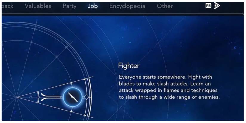 the job screen detailing the Fighter job in Harvestella