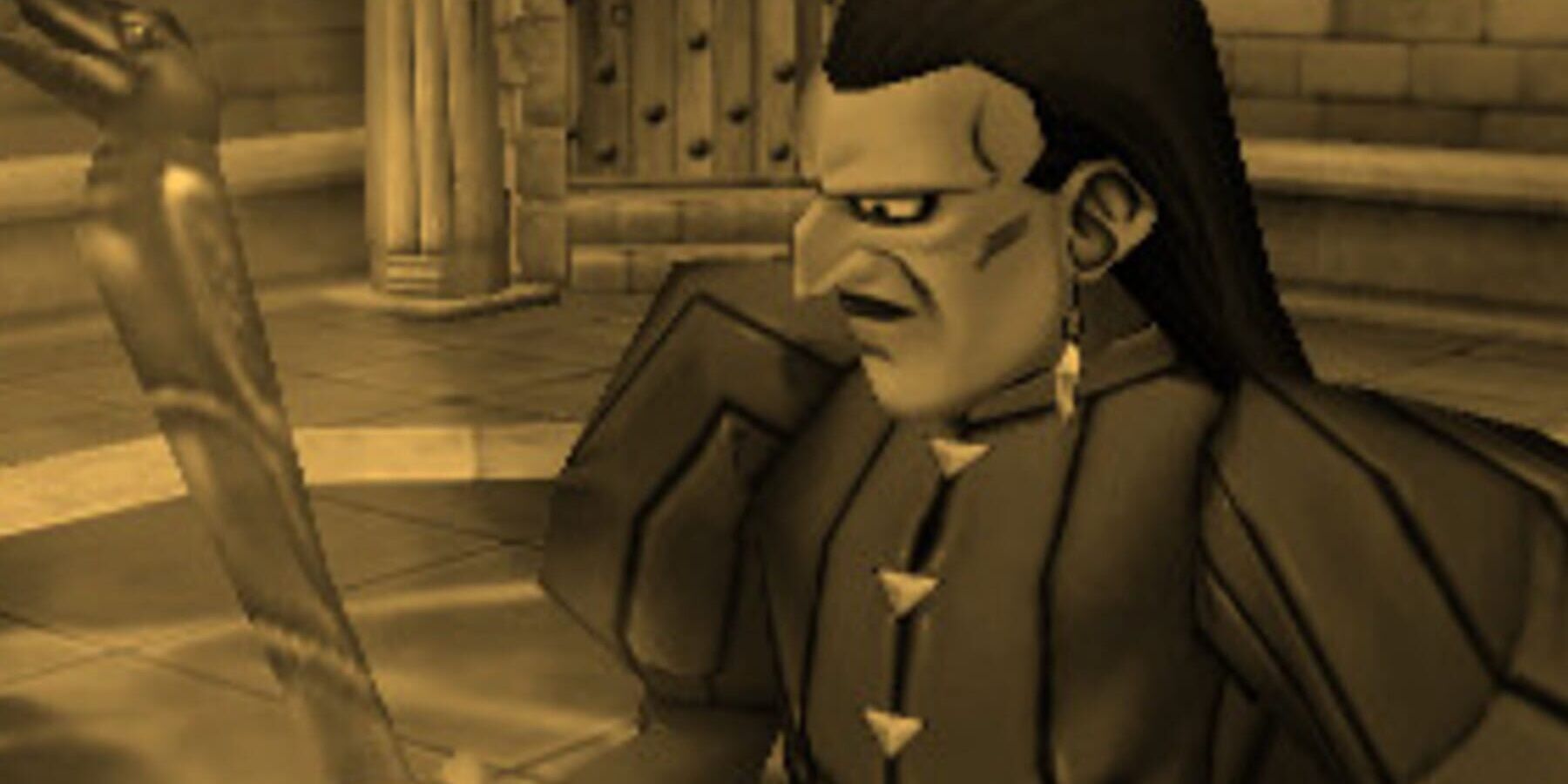 Dhoulmagus looking at staff in flashback scene DQ8