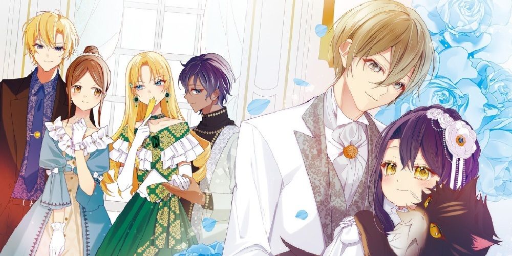 Official artwork of the cast of I'd Rather Have a Cat Than a Harem