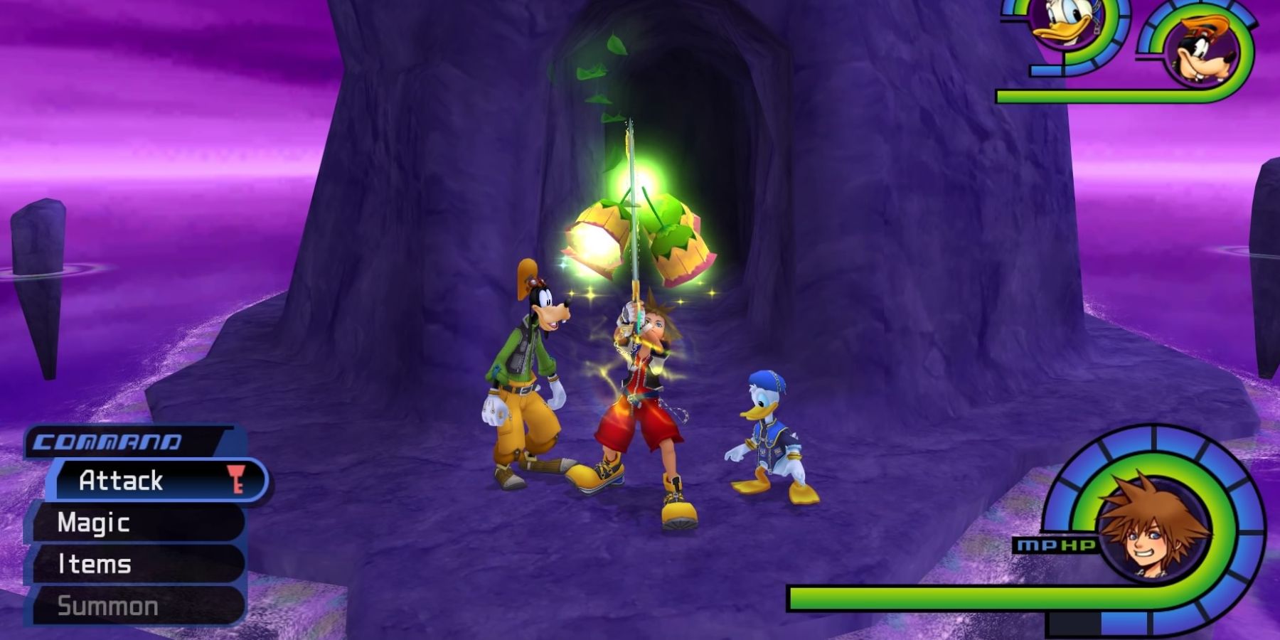 Sora using Curaga in Kingdom Hearts