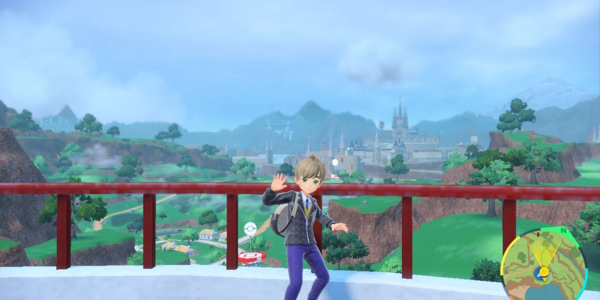 the player posing on top of the lighthouse