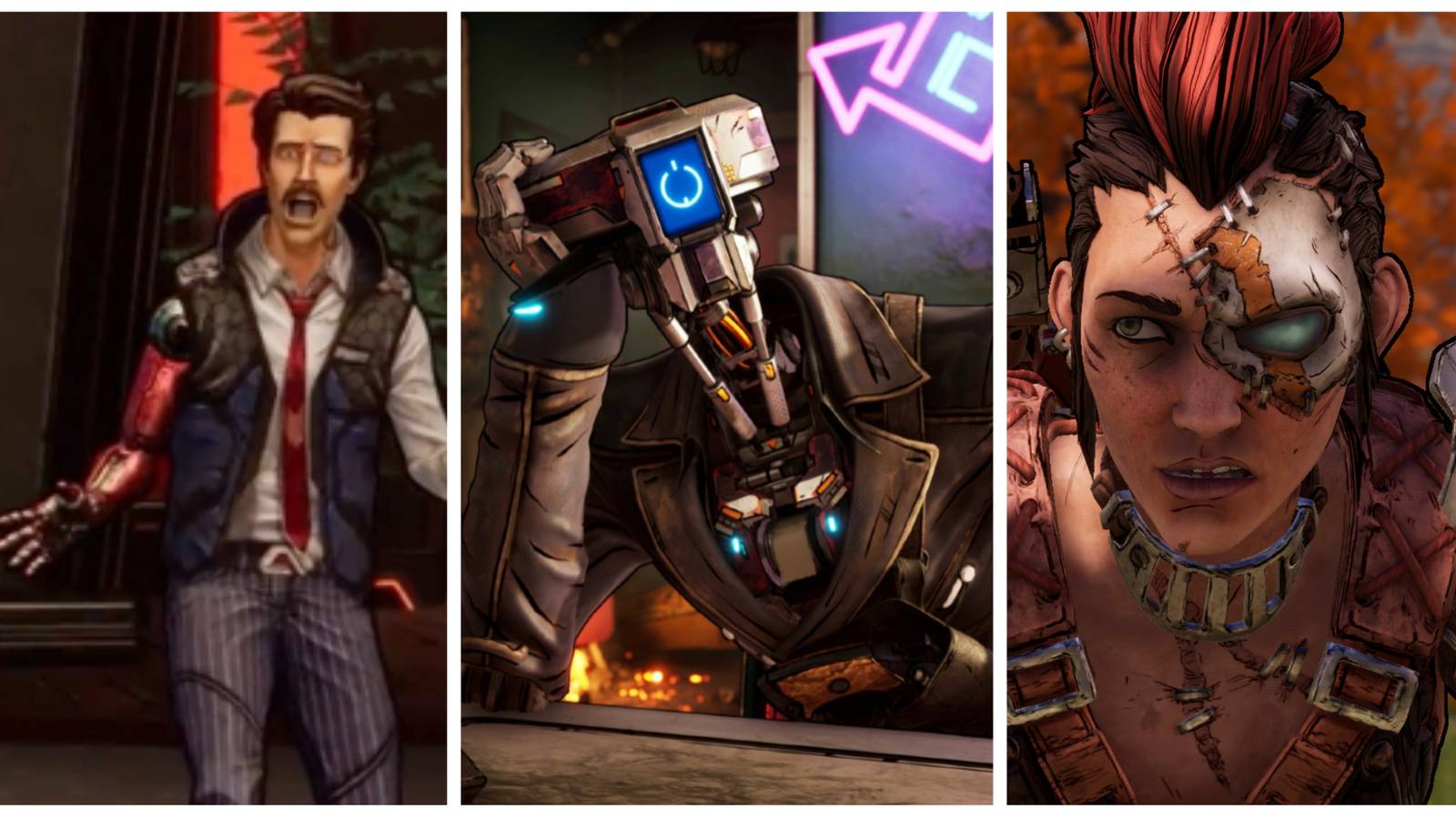 new tales from the borderlands characters LOU13, rhys and staple face