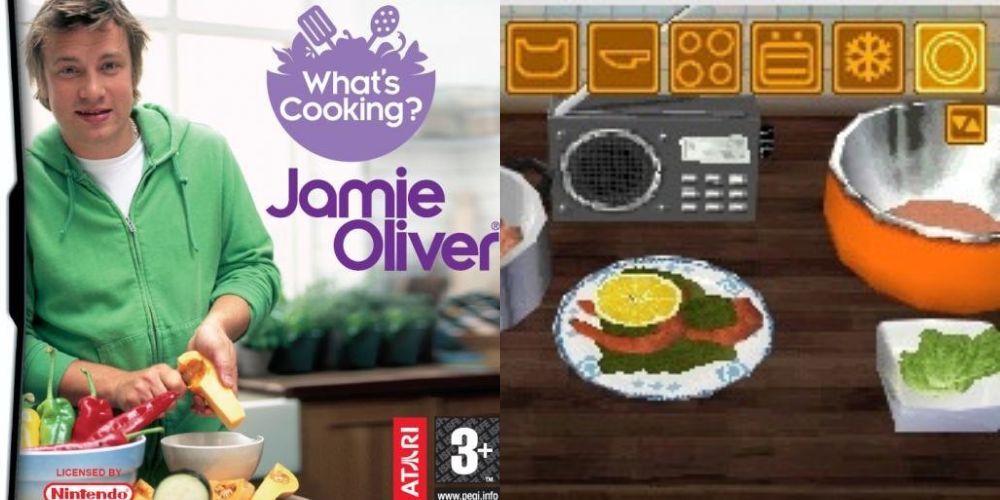 What's Cooking? with Jamie Oliver cover and screenshot of food being made