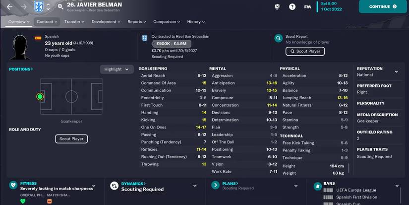 Javier Belman In Football Manager 23