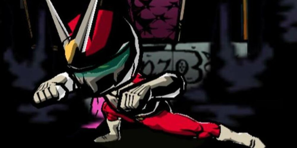 Viewtiful Joe posing against dark background