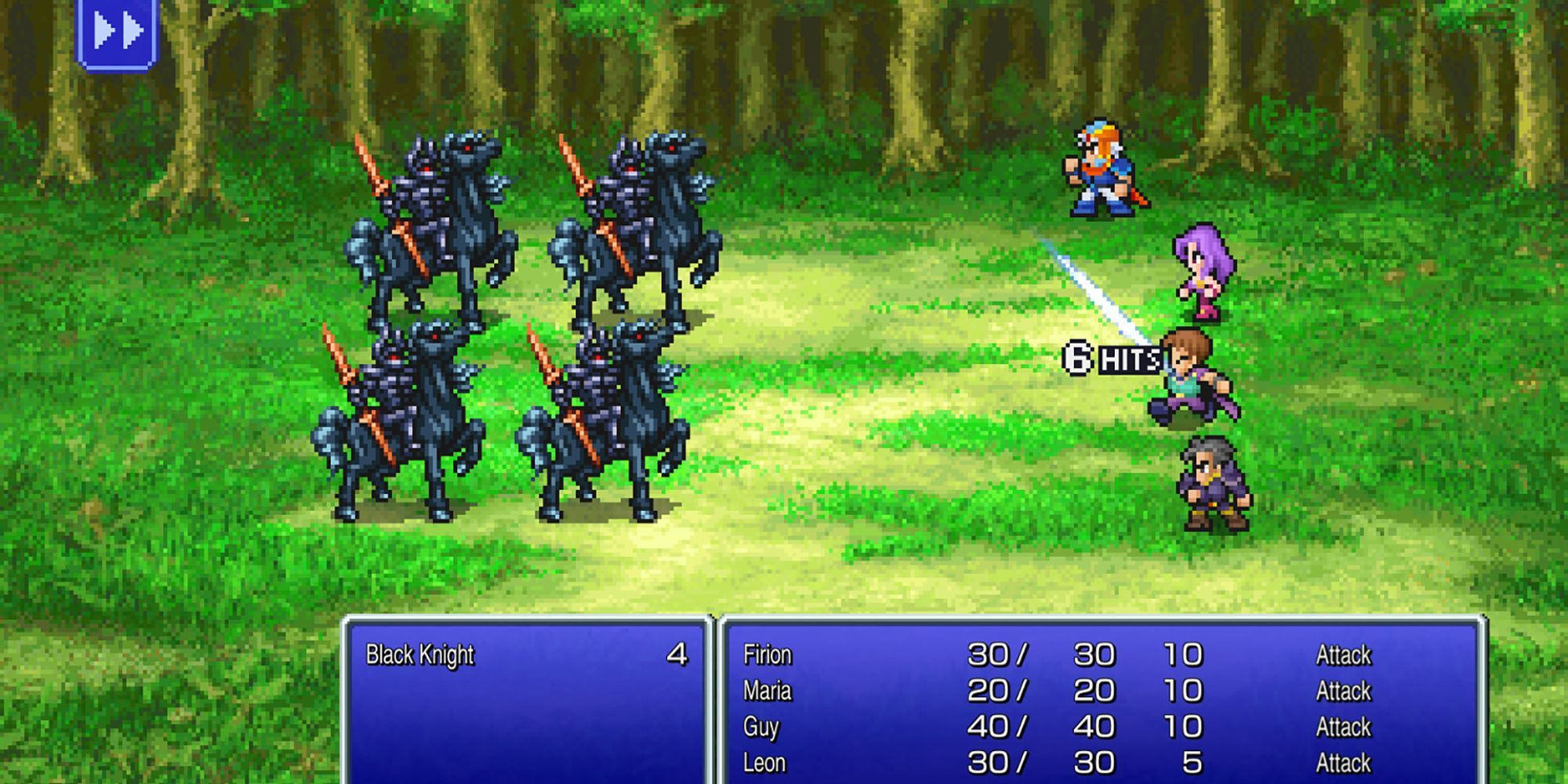 The initial battle in Final Fantasy 2