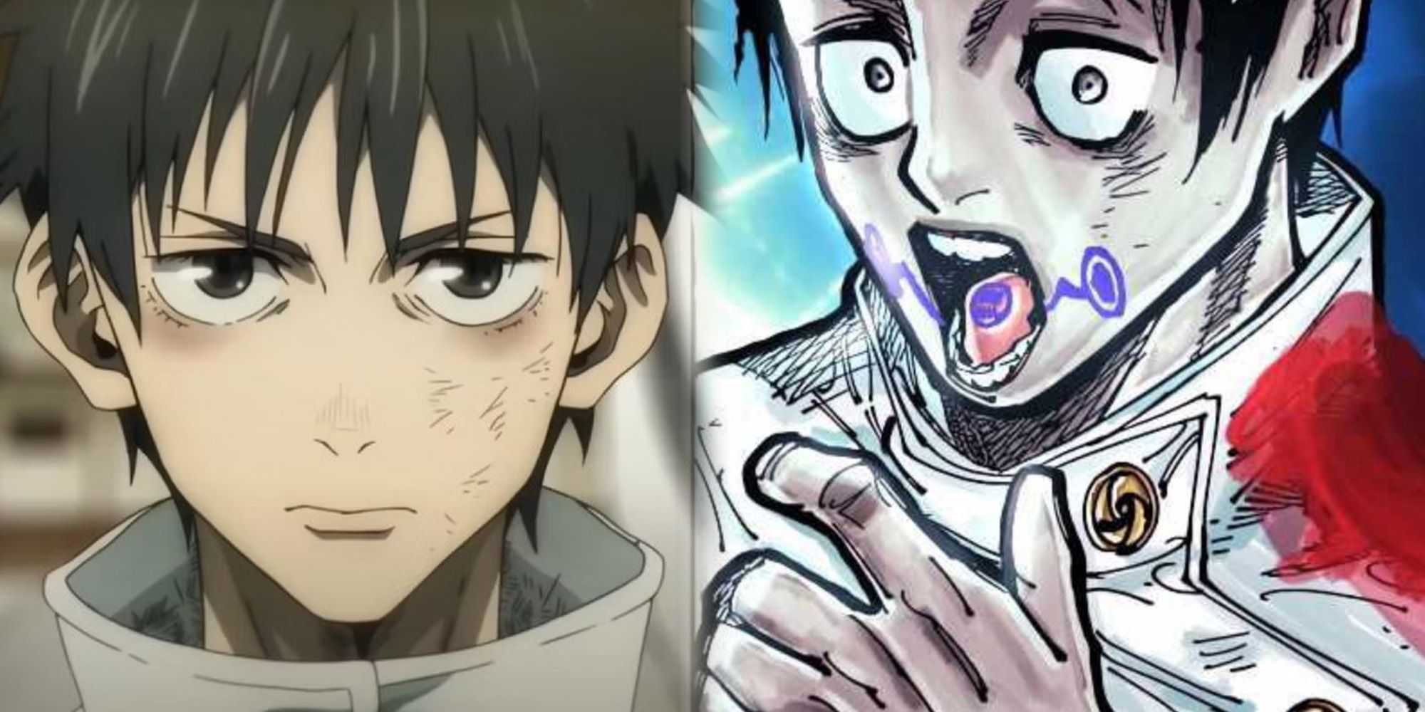 Jujutsu Kaisen - Image Of Yuta Looking Determined From JJK0 Movie Next To Panel Of Him Copying Cursed Speech Technique