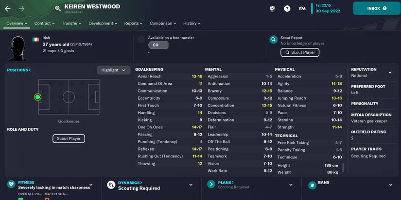 Keiren Westwood In Football Manager 23 fixed