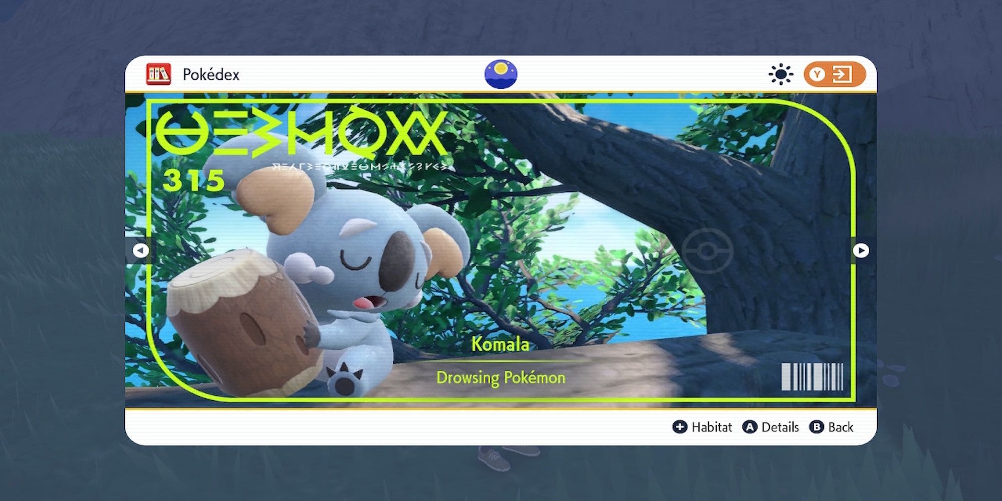 Komala Pokedex entry in Pokemon Scarlet and Pokemon Violet 