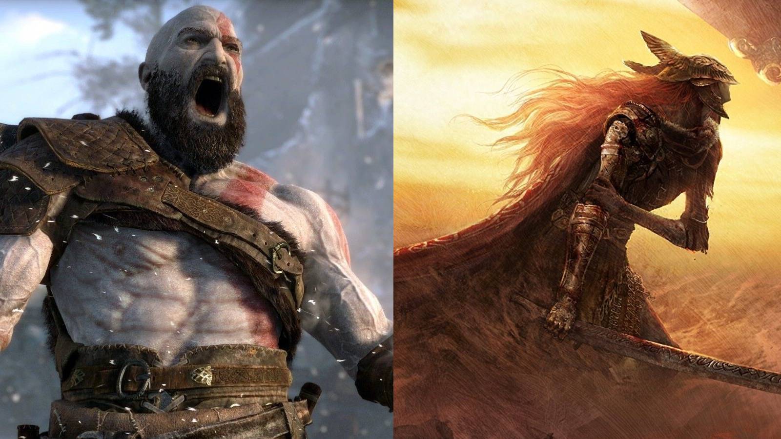 kratos from god of war and malenia from elden ring fight