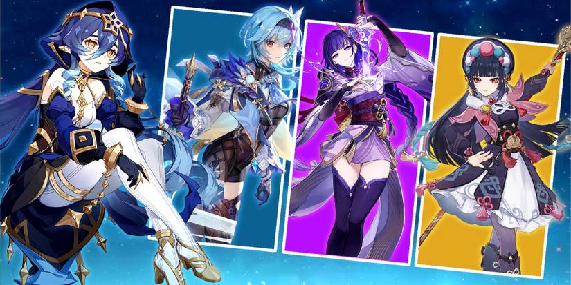 layla-eula-raiden shogun-and yunjin in genshin impact