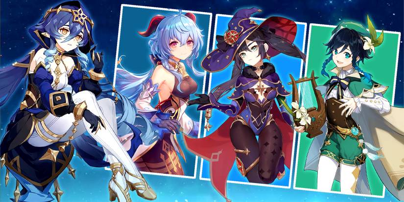 layla-ganyu-mona-and venti in genshin impact