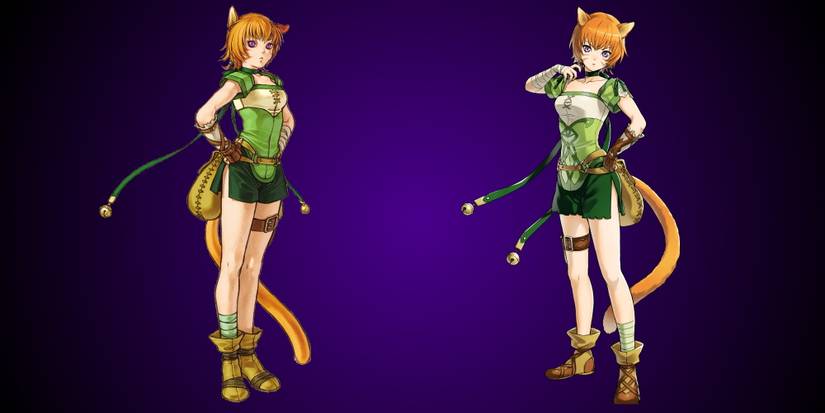 2 drawings of Lethe from Fire Emblem
